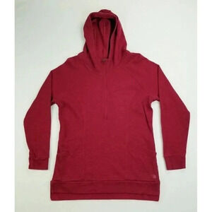 The North Face Large Women Burgundy Front Pocket Logo 1/2 Zip Long Sleeve Hoodie